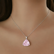 Cindrella Pink Triangle Pendant Necklace & Stud Earrings Set