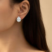 Silver Teardrop Stone Necklace & Stud Earrings Set