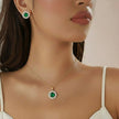 Royal Green Sunflower Necklace & Stud Earrings Set