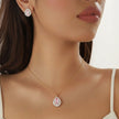 Misted Rose Teardrop Stone Necklace & Stud Earrings Set