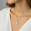 Silver Teardrop Stone Necklace & Stud Earrings Set