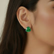 Emerald Green Triangle Pendant Necklace & Stud Earrings Set