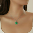 Emerald Green Triangle Pendant Necklace & Stud Earrings Set