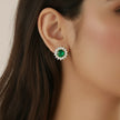 Royal Green Sunflower Necklace & Stud Earrings Set