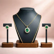 Royal Green Sunflower Necklace & Stud Earrings Set