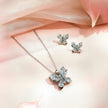 Silver Crystal Butterfly Pendant Necklace & Stud Earrings Set